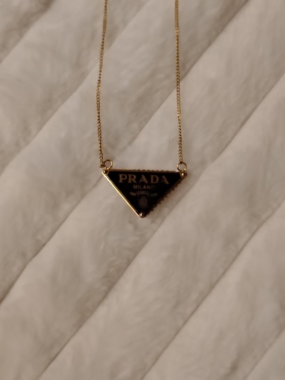 Gold Triangle Pendant Necklace with Black Enamel